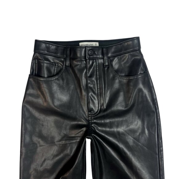 Abercrombie & Fitch The 90's Straight Ultra High Rise Faux Leather Jeans 2/26 - Picture 6 of 10